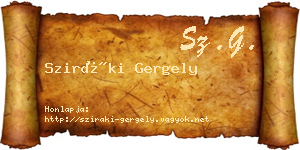 Sziráki Gergely névjegykártya